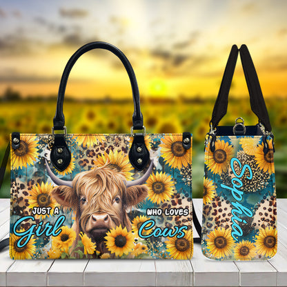 Just A Girl Who Loves Cows - Personalized Leather Handbag