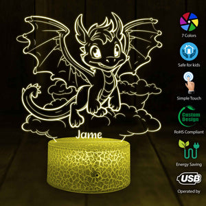 Personalized Dragon LED Night Light, Custom Name Acrylic Lamp, bedroom decor, Custom Dragon Lamp, Dragon LED Night Light, Kids Bedroom Decor