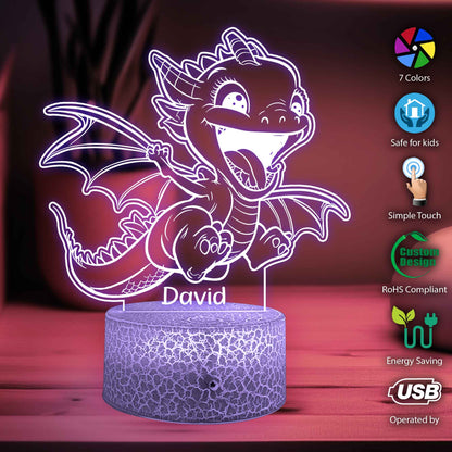 Personalized Dragon LED Night Light, Custom Name Acrylic Lamp, bedroom decor, Custom Dragon Lamp, Dragon LED Night Light, Kids Bedroom Decor