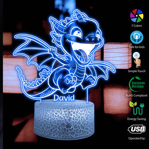 Personalized Dragon LED Night Light, Custom Name Acrylic Lamp, bedroom decor, Custom Dragon Lamp, Dragon LED Night Light, Kids Bedroom Decor