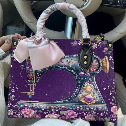 Sewing Leather Bag Purple Spark