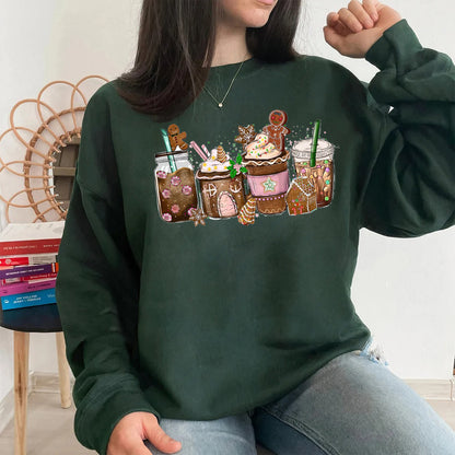 Caife Gingerbread Pink Geansaí Nollag, geansaí Nollag, T-léine Nollag Don Bhronntanas, Bronntanas Nollag