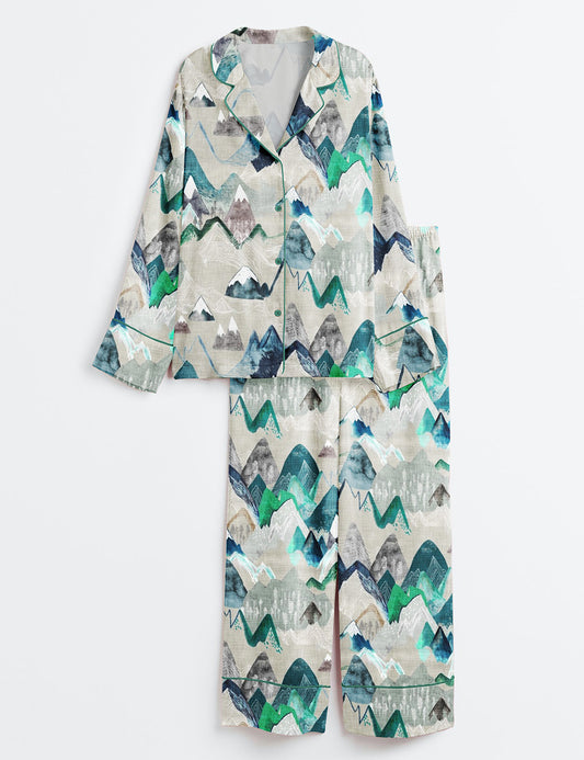 Women’s Call Of The Mountains Long Sleeve Satin Pajama Set