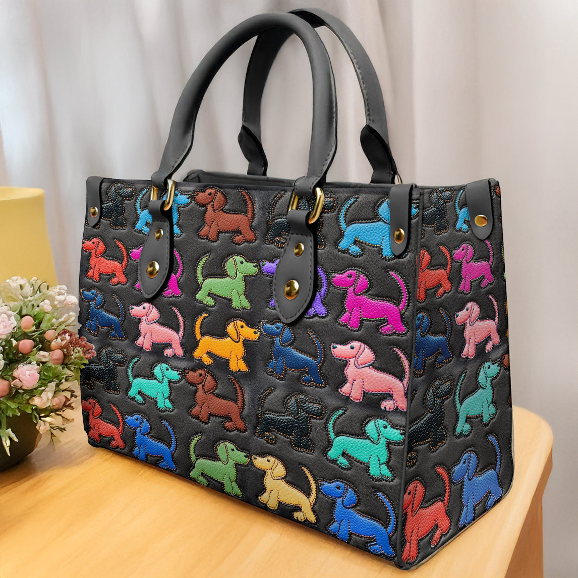 Dachshund Leather Bag Colorful