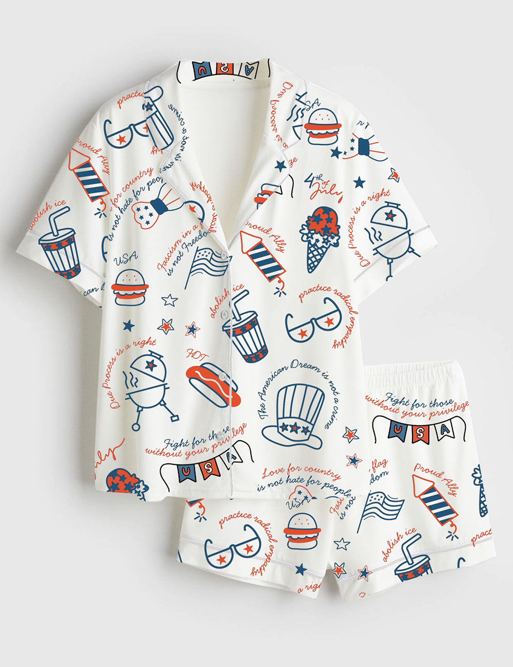 Women’s Liberal Fourth Of July Anti Trump Short Sleeve Satin Pajama Set