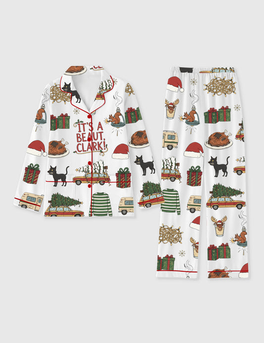 Women's It's a Beaut Clark Griswold Christmas Family Holiday Long Sleeve Pocket Cotton Pajama Set