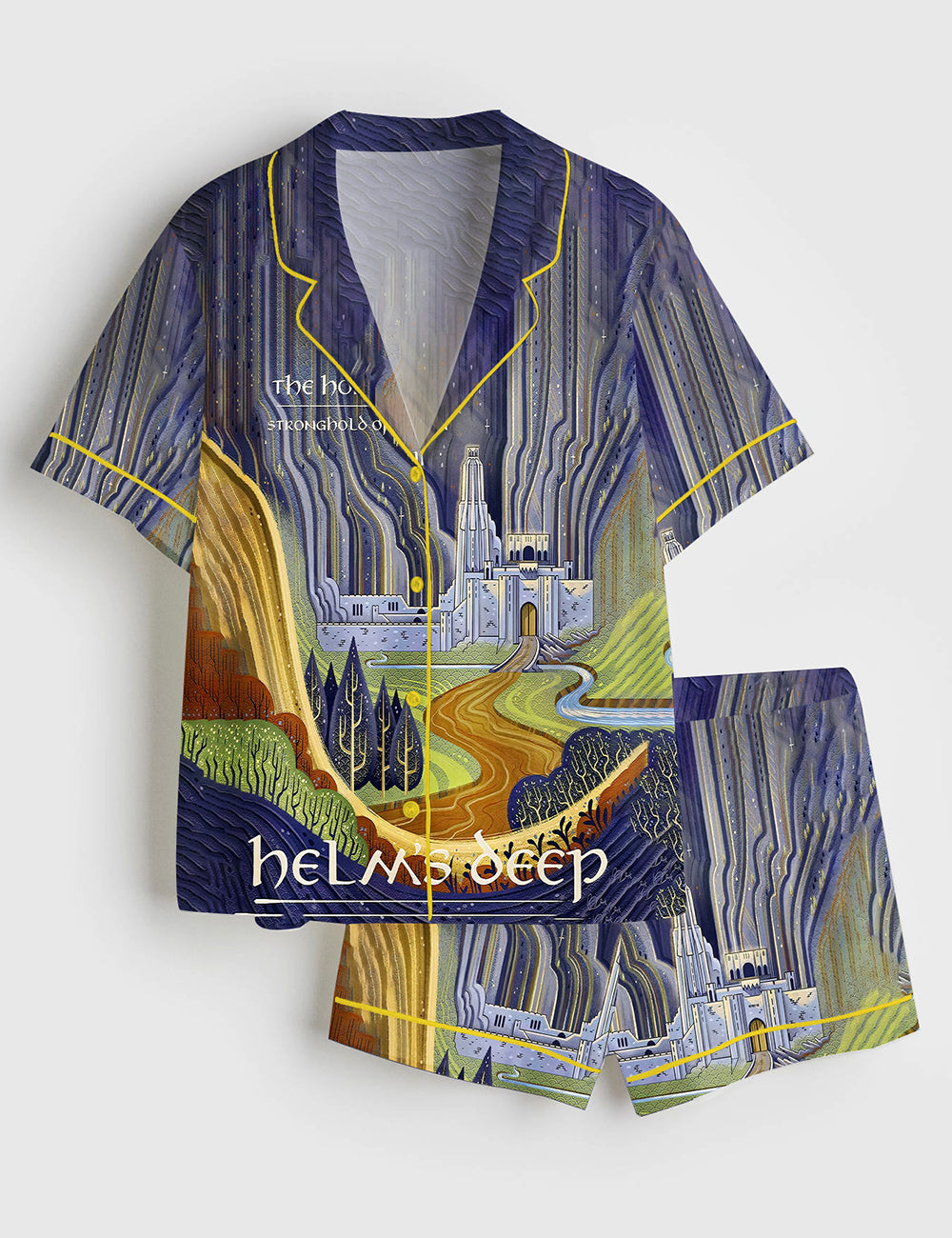 Women’s Lord Of The Rings Helm's Deep Travel Short Sleeve Satin Pajama Set