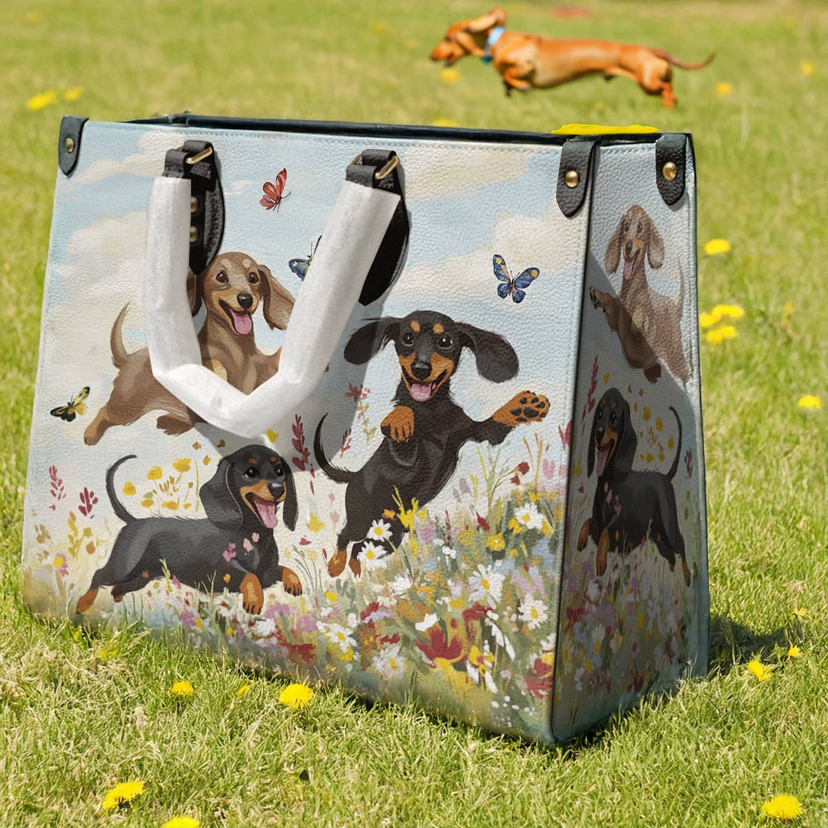 Leather Bag Happy Dachshunds