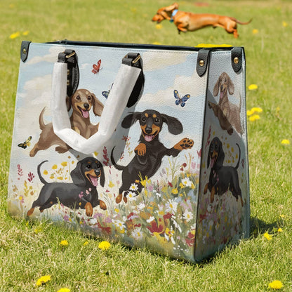 Leather Bag Happy Dachshunds
