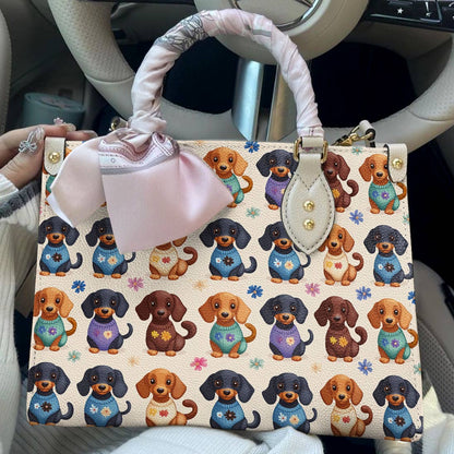 Leather Bag Dachshund Sweater Delight