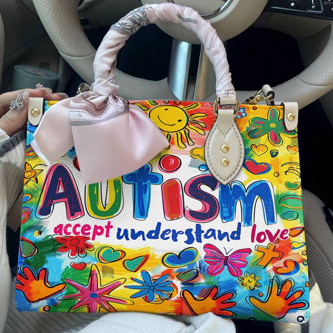 Leather Bag Colorful Autism Awareness