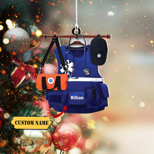 Emt Paramedic Safety Vest ornament , Custom Shape chrsitmas Ornament Gift For Emt Workers, Ornament Decoration, Ornament For Gift, Ornament Christmas