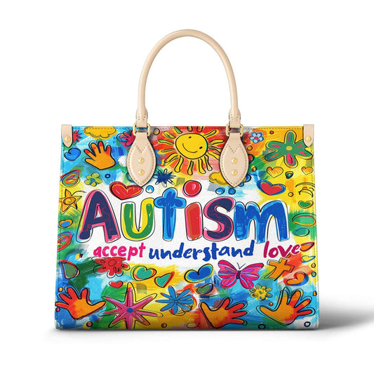 Leather Bag Colorful Autism Awareness