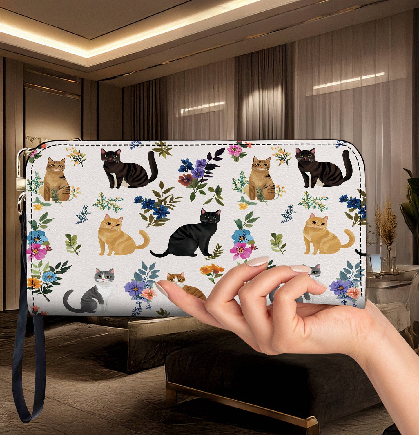 Cat Leather Bag Floral Gentle