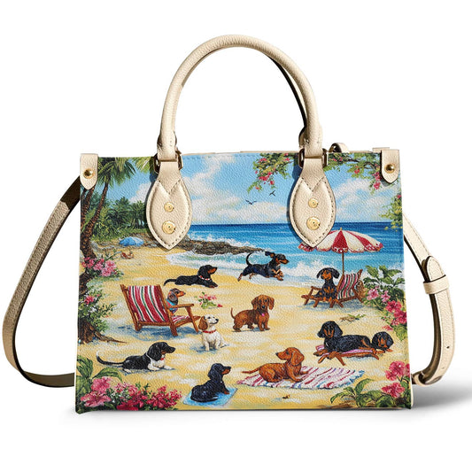 Leather Bag Dachshund Beach Party