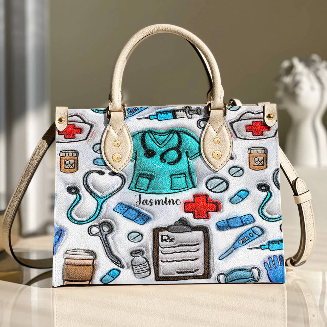 Lorva Personalized Leather Bag Puff Nurselife