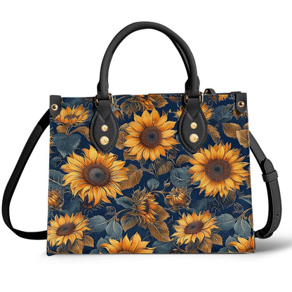 Leather Bag Rustic Sunflower