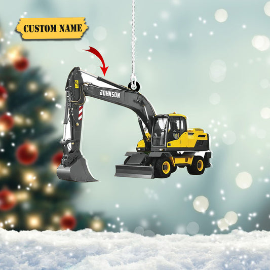 Excavator Machine Personalized Flat Ornaments, Excavator Truck Custom Christmas Ornament, Ornament Decoration, Ornament For Gift, Ornament Christmas