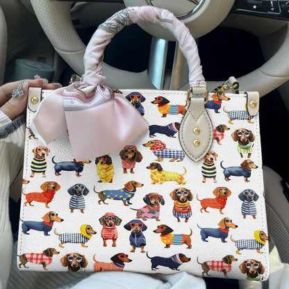 Leather Bag Dashing Dachshunds