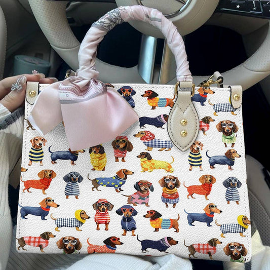 Leather Bag Dashing Dachshunds