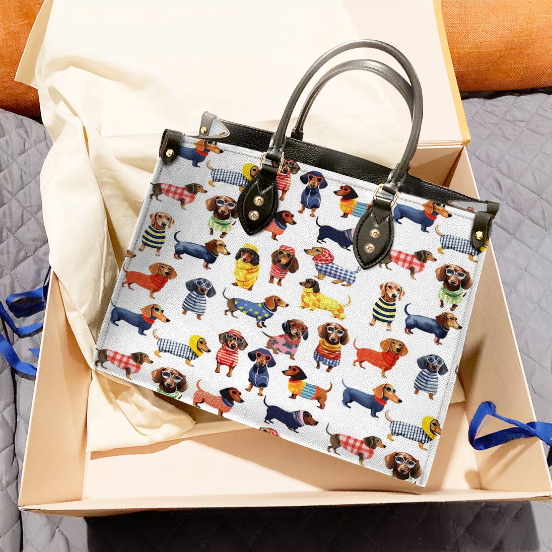 Leather Bag Dashing Dachshunds