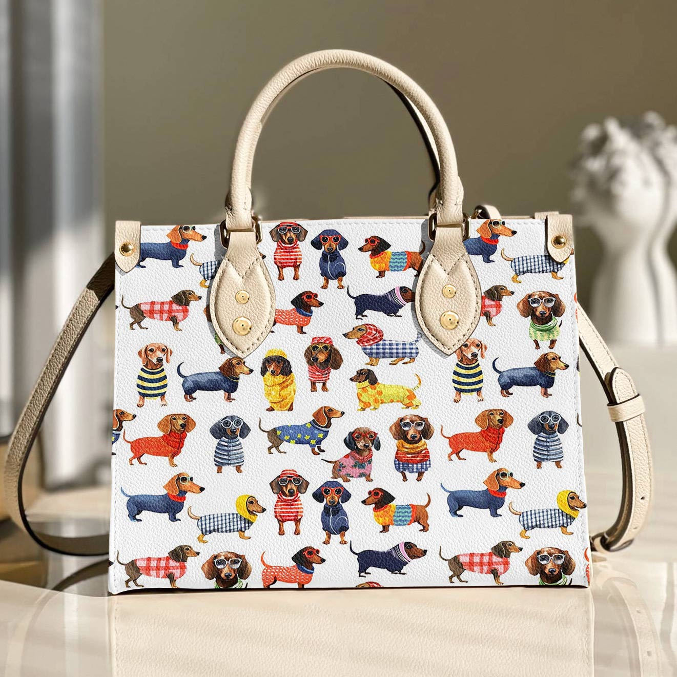 Leather Bag Dashing Dachshunds