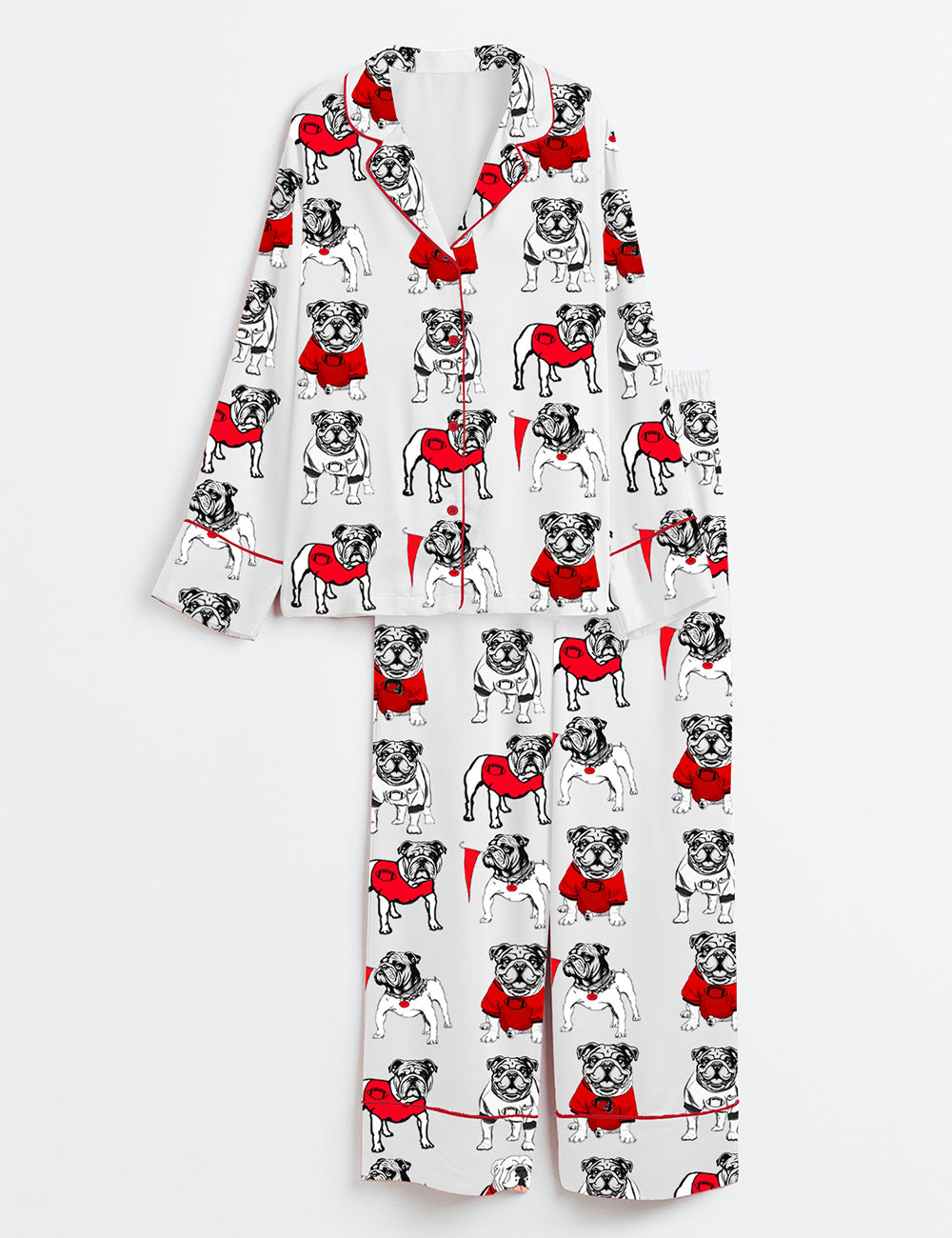 Women's Bulldogs Football L ong Sleeve Satin Pajama Set