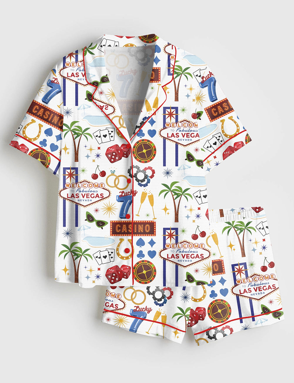 Women’s Las Vegas Travel Short Sleeve Satin Pajama Set