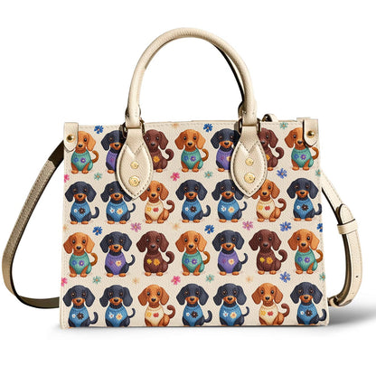 Leather Bag Dachshund Sweater Delight