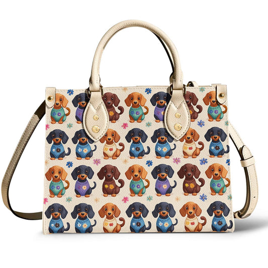 Leather Bag Dachshund Sweater Delight