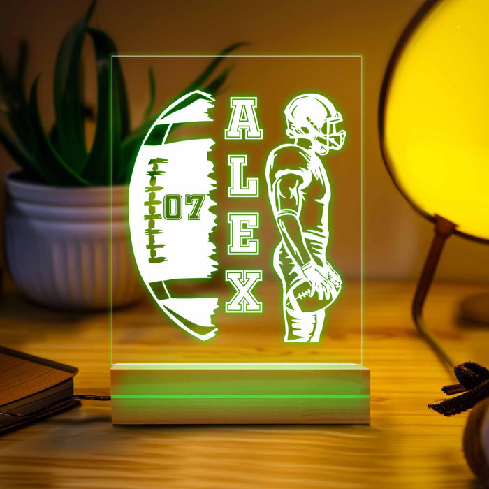 Personalized Football Player Night Lamp, Personalized Football Gift, Gift for Football player, Football Gift, Childrens Room Lamp, Room Lamp