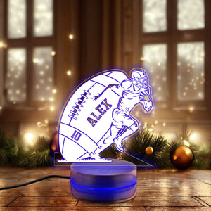 Football Personalized LED Night Light, Custom Gift for Fans, Sports Bedroom, Game Room Decor, Party Enhancer, Remote Control Included