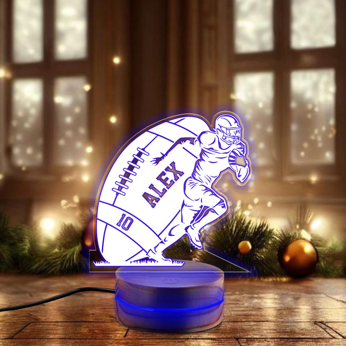 Football Personalized LED Night Light, Custom Gift for Fans, Sports Bedroom, Game Room Decor, Party Enhancer, Remote Control Included