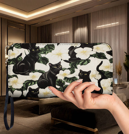 Black Cat Leather Bag Gorgeous Plumeria
