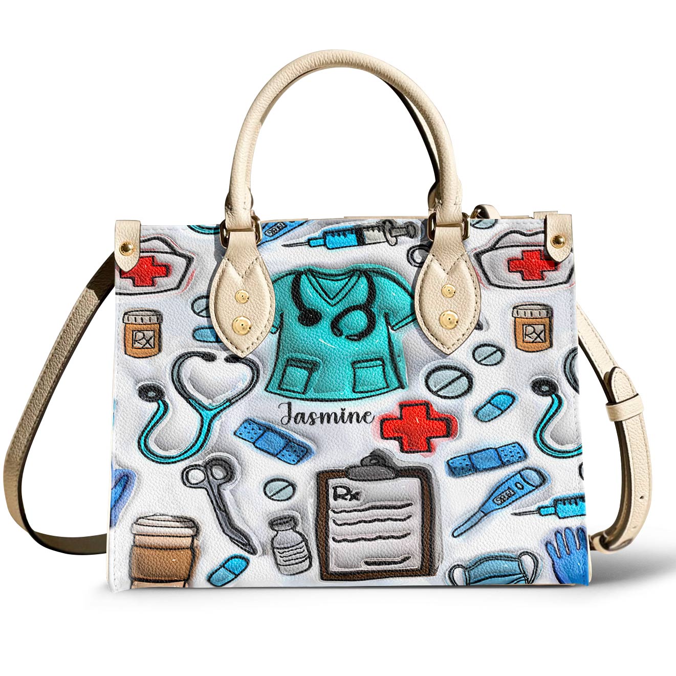 Lorva Personalized Leather Bag Puff Nurselife