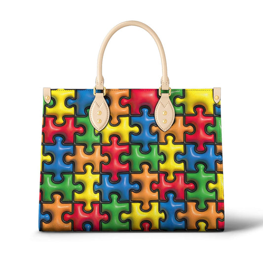 Leather Bag Puff Puzzle Piece