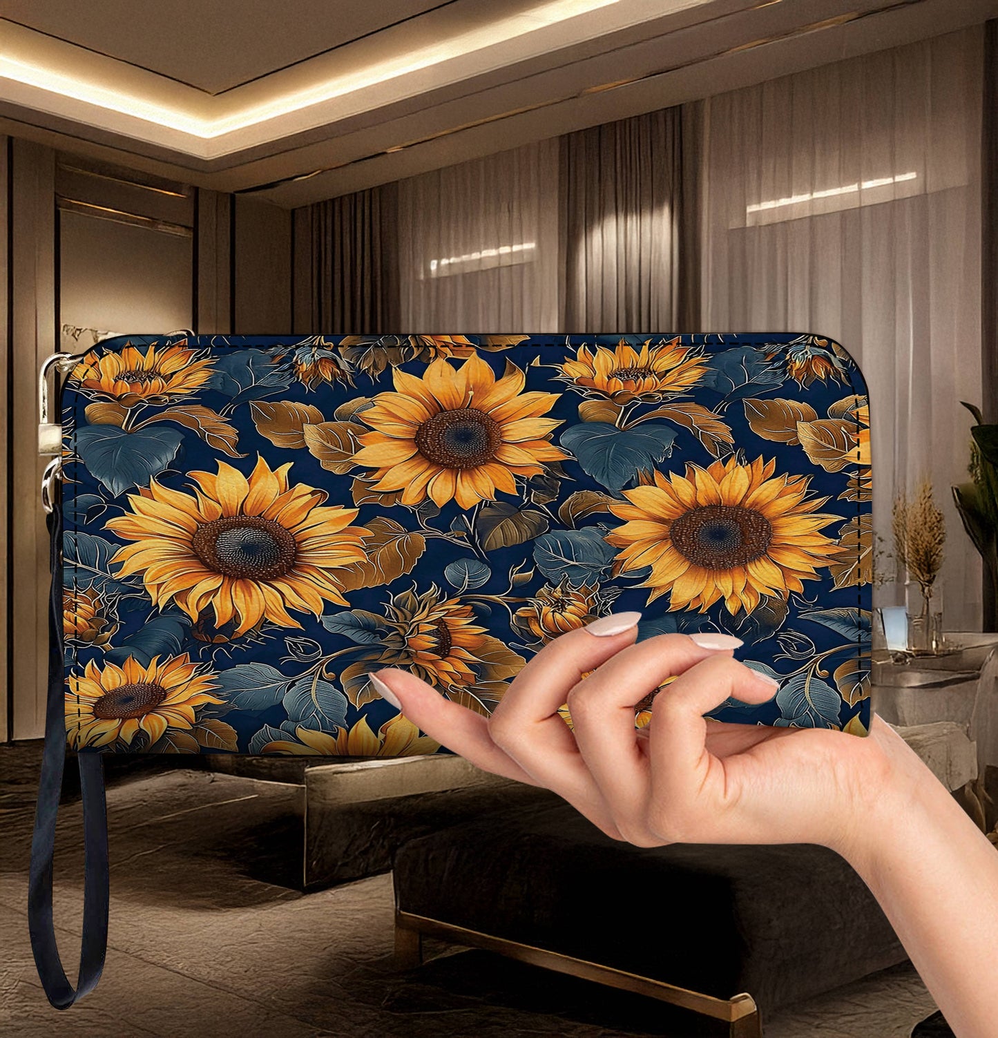 Leather Bag Rustic Sunflower