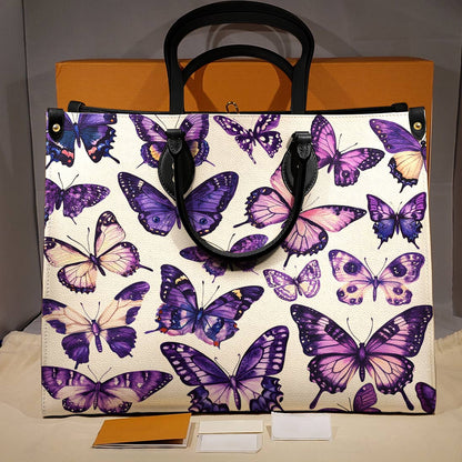 Butterfly Leather Bag Purple Butterfly Garden