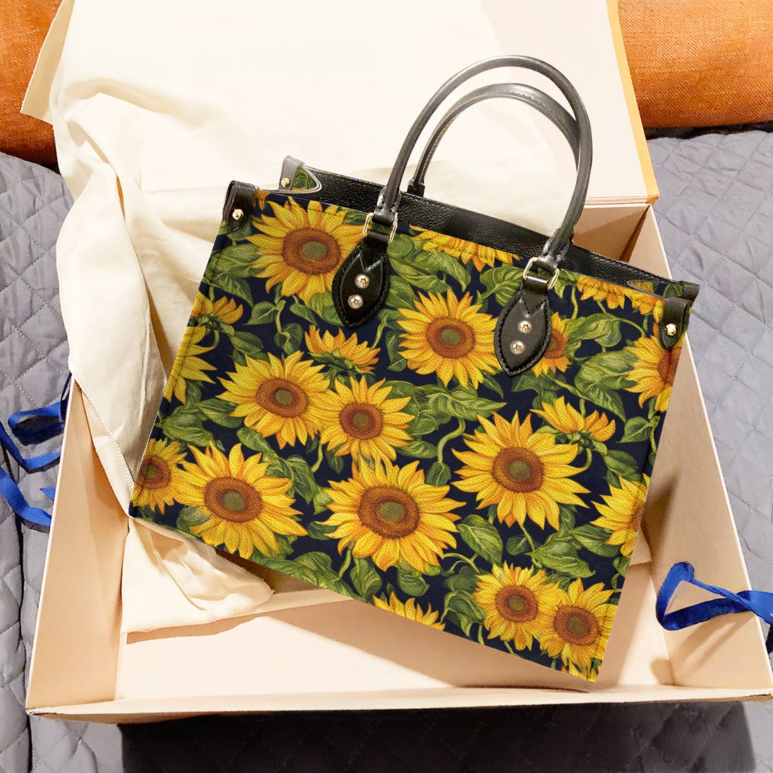 Leather Bag Sunflower Whisper