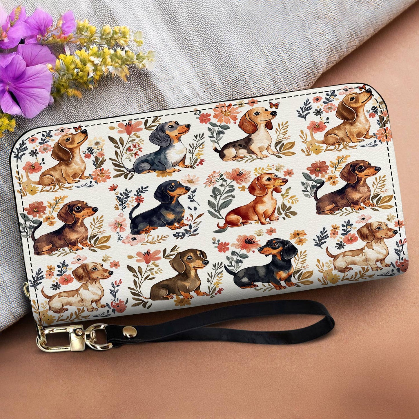Dachshund Leather Bag Garden Escape