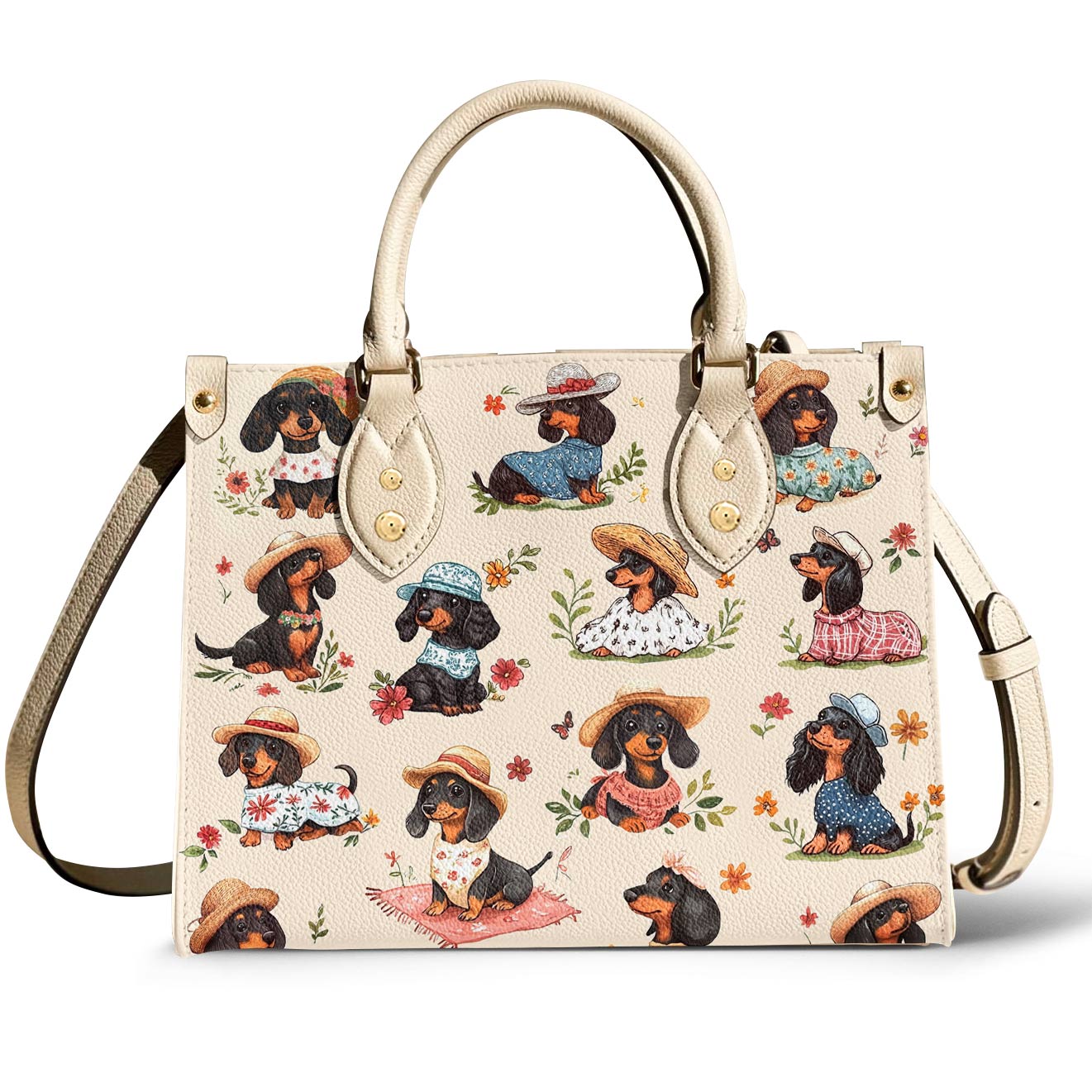 Dachshund Leather Bag Picnic Doxies