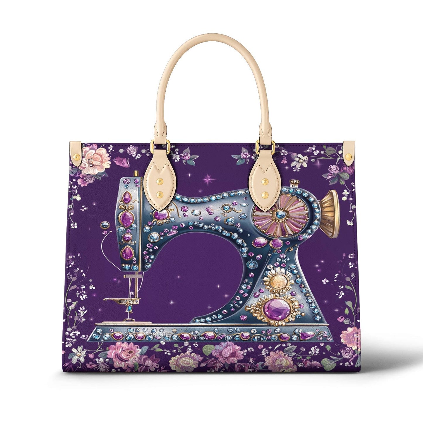 Sewing Leather Bag Purple Spark