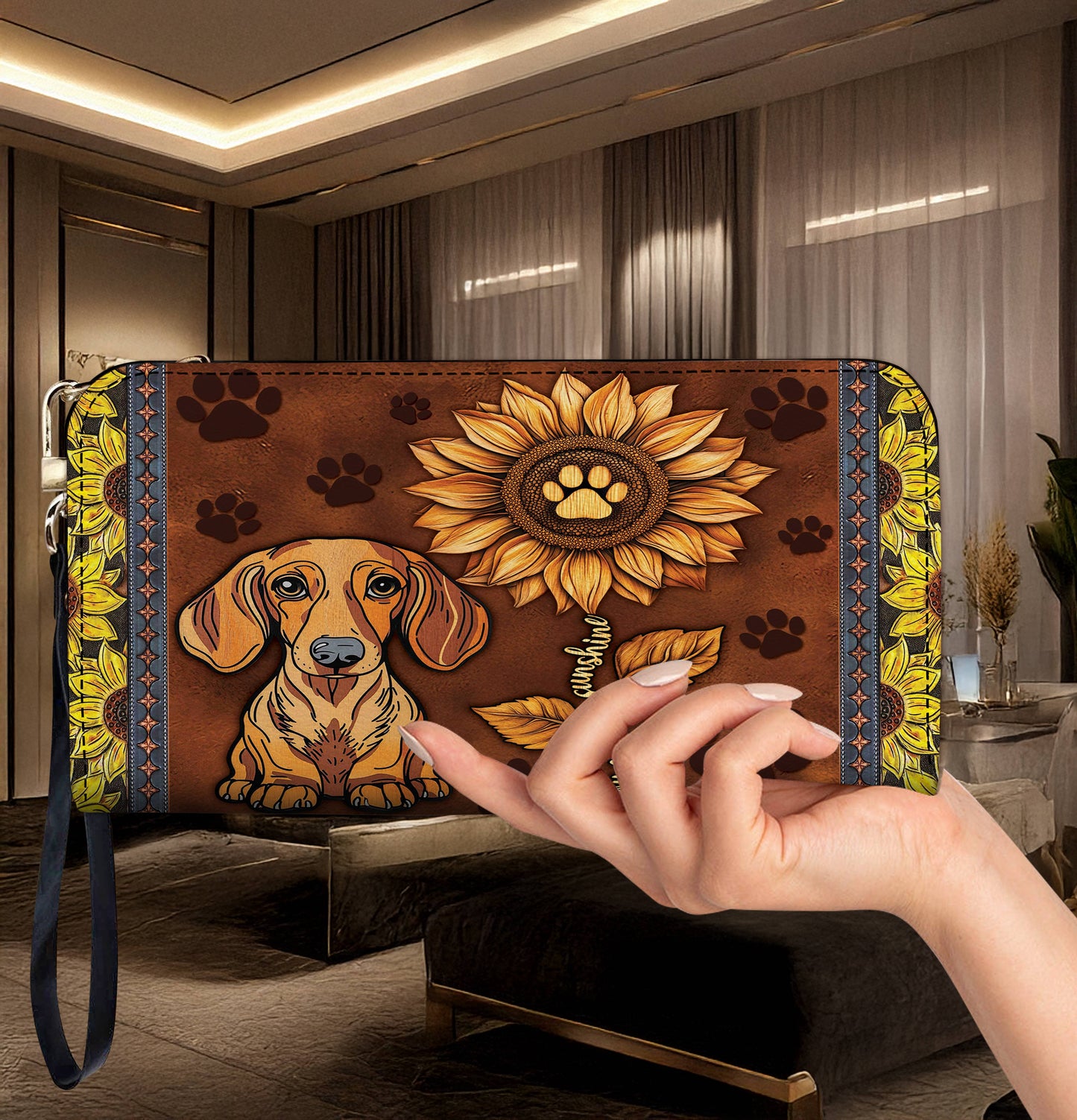 Leather Bag Dachshund You Are My Sunshine