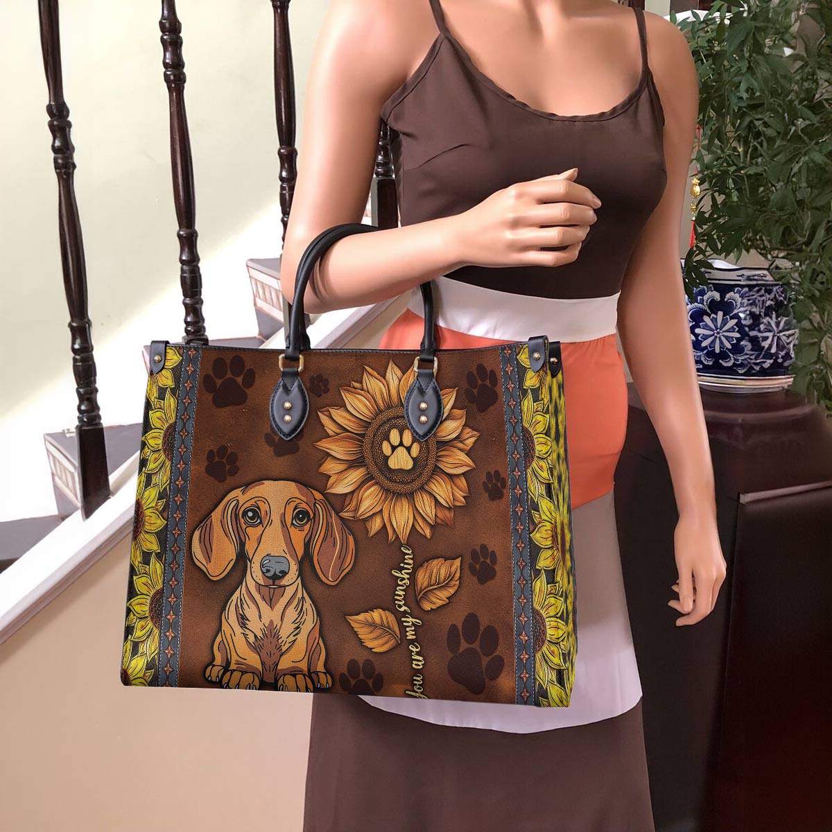 Leather Bag Dachshund You Are My Sunshine