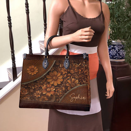 Lorva Personalized Hippie Leather Bag Flower Child