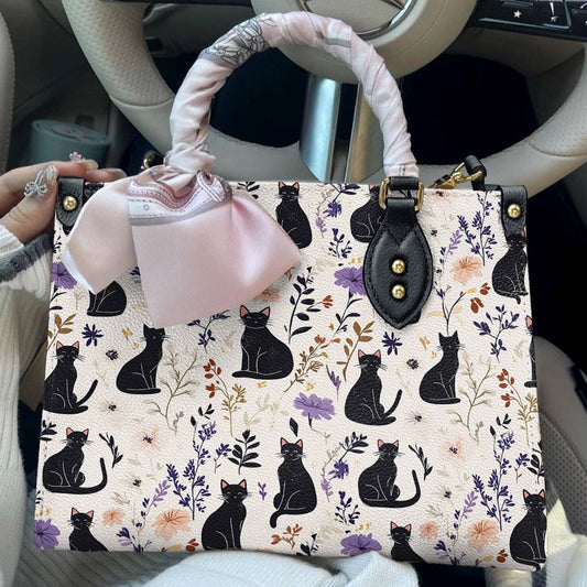 Leather Bag Enchanted Black Cat