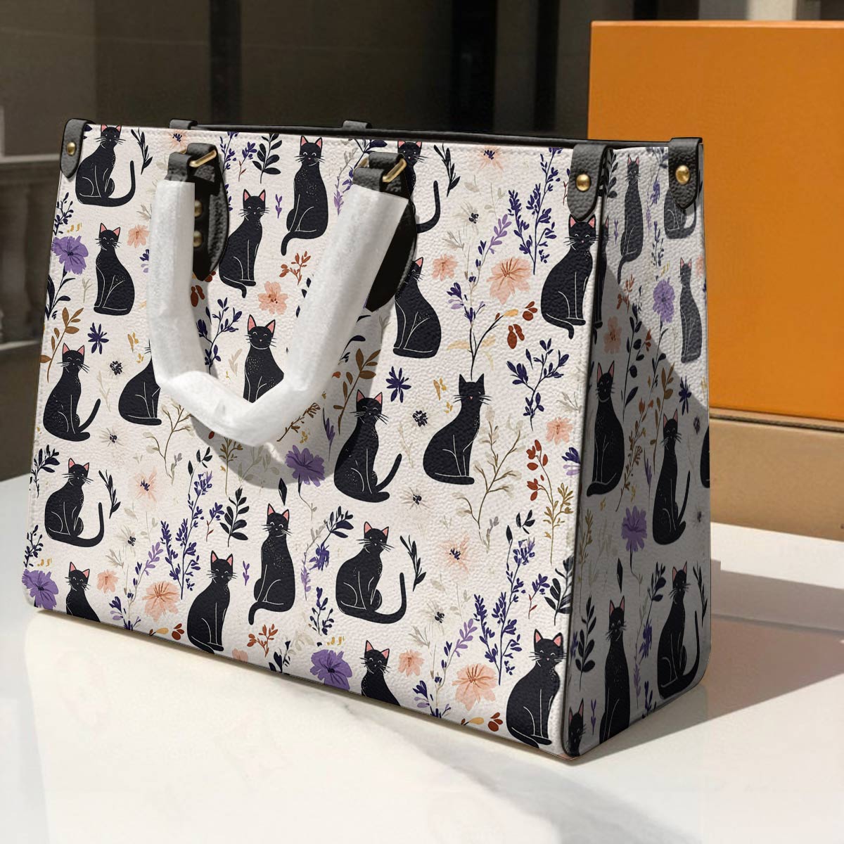 Leather Bag Enchanted Black Cat