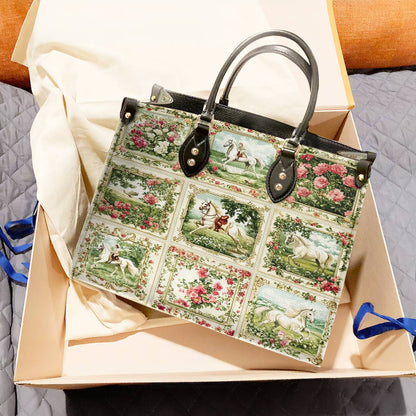 Leather Bag Horse Charm Floral Grace