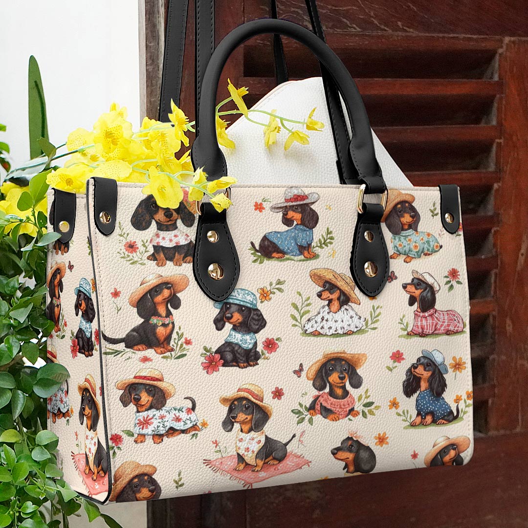 Dachshund Leather Bag Picnic Doxies