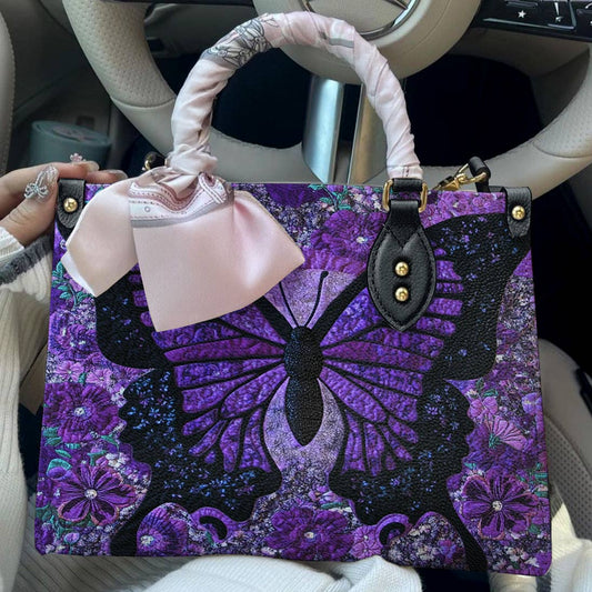 Leather Bag Midnight Bloom Butterfly